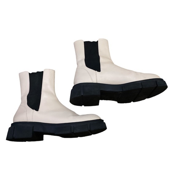ZARA Women’s Off-White Lug Sole‎ Ankle Boots Flat Leather Booties Size 40 (9) - Picture 9 of 10